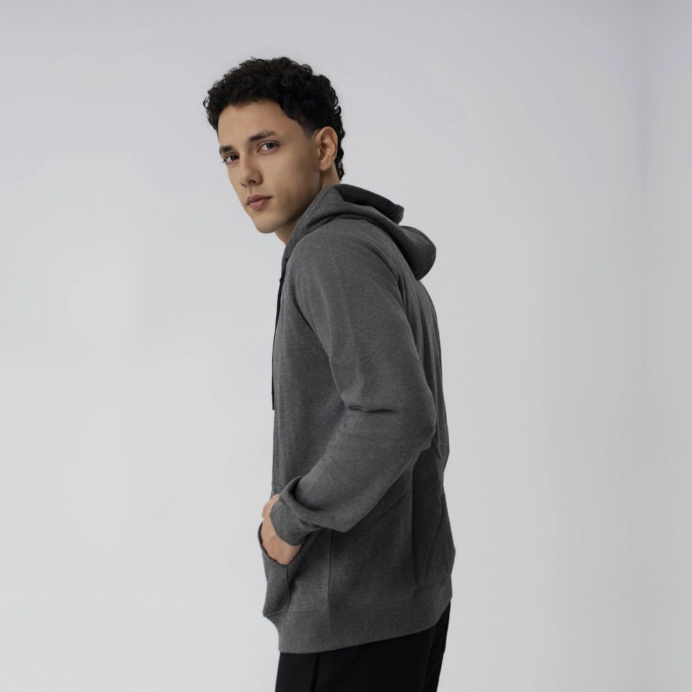 Polera Classics | Zip Melange Terry Hoodie | Hombre - Imagen 3